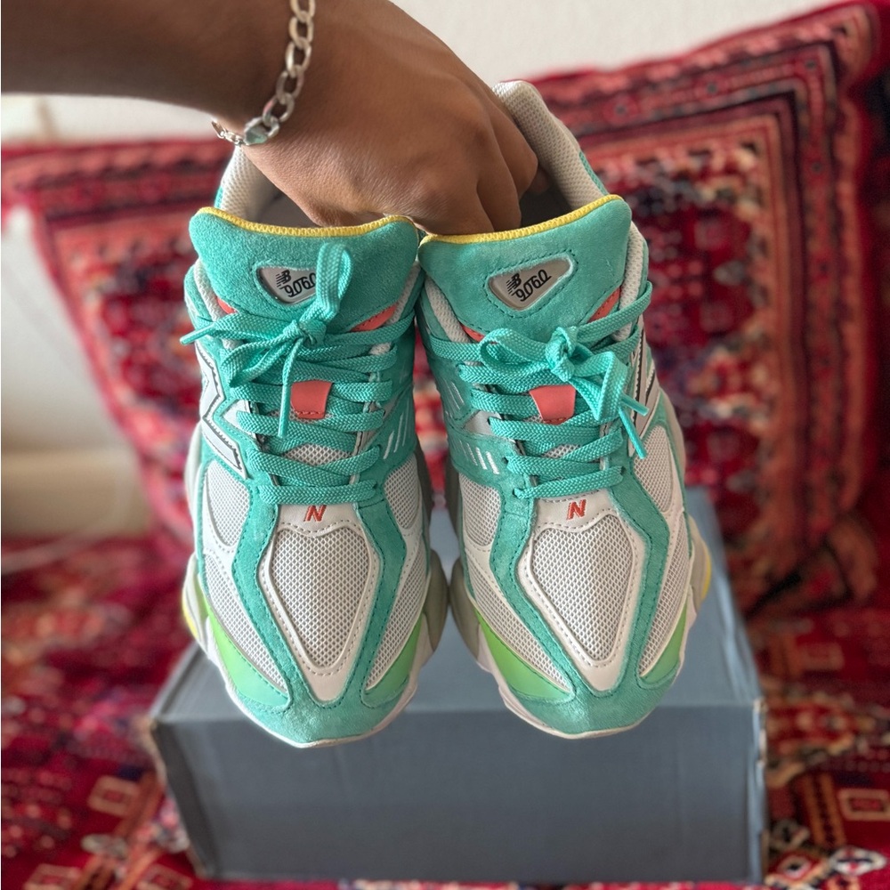 New Balance men's Aqua and White Sneakers